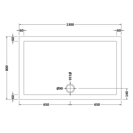 Bibe Slimline Rectangular Shower Tray - Slate Grey