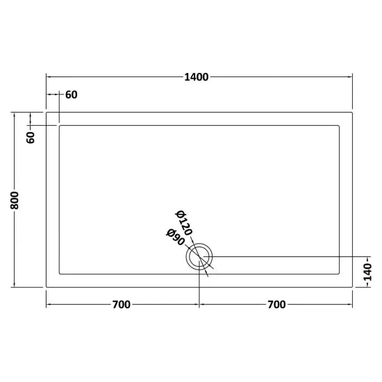 Bibe Slimline Rectangular Shower Tray - Slate Grey