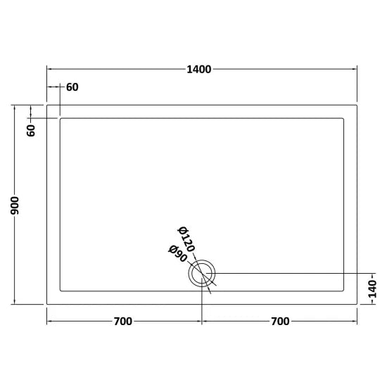 Bibe Slimline Rectangular Shower Tray - Slate Grey
