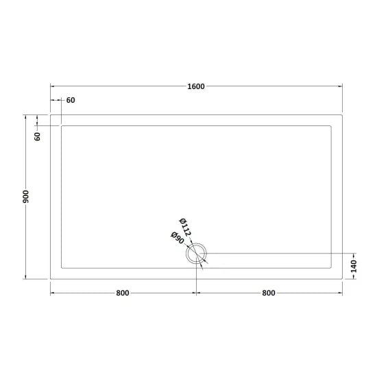 Bibe Slimline Rectangular Shower Tray - Slate Grey