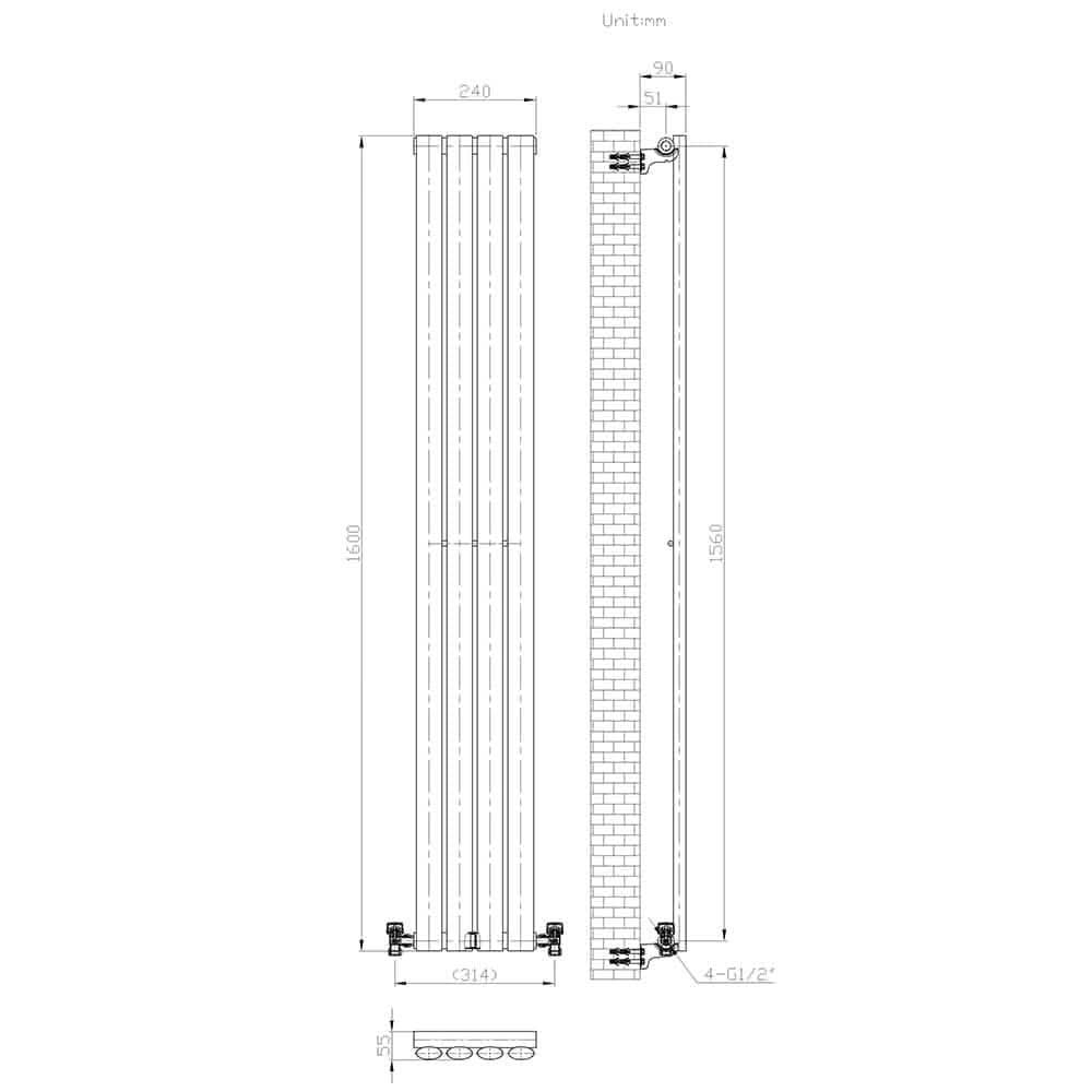 Princia Vertical Oval Single Panel Radiator