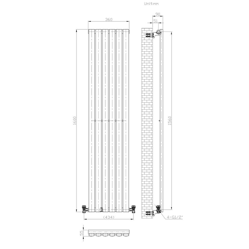 Princia Vertical Oval Single Panel Radiator