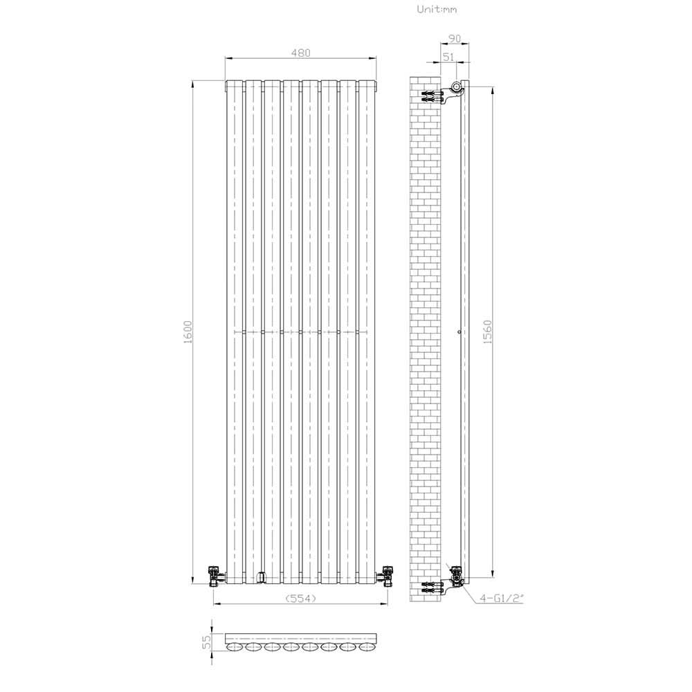 Princia Vertical Oval Single Panel Radiator