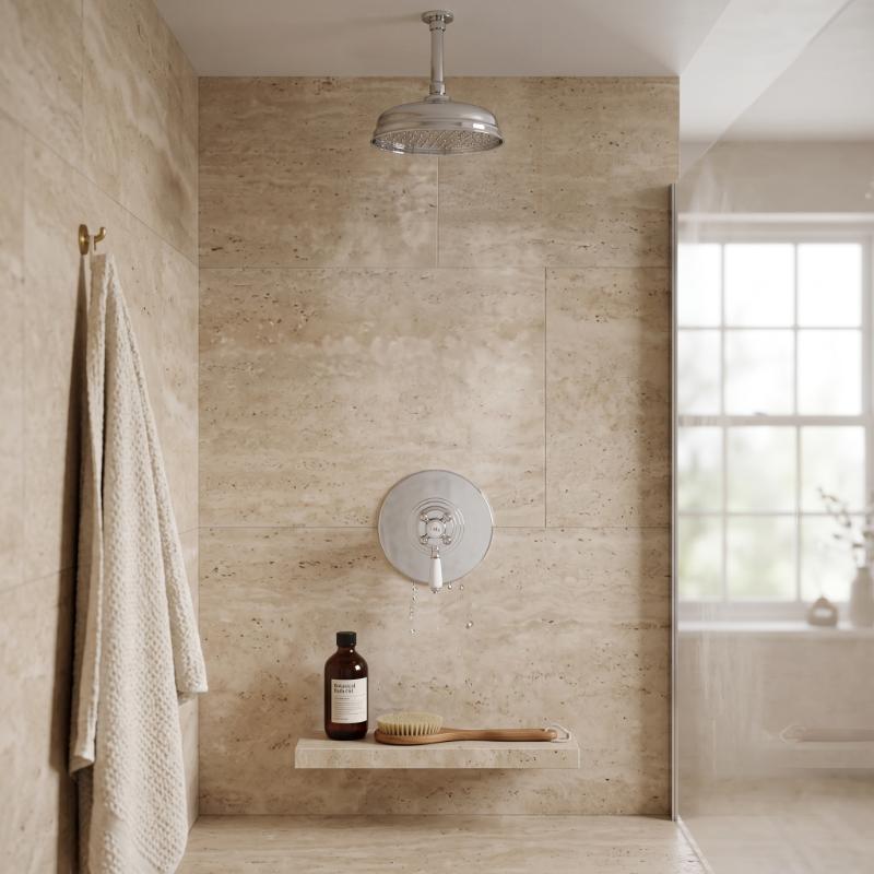 Claremont Traditional Thermostatic 1 Outlet Concealed Shower Valve - Chrome