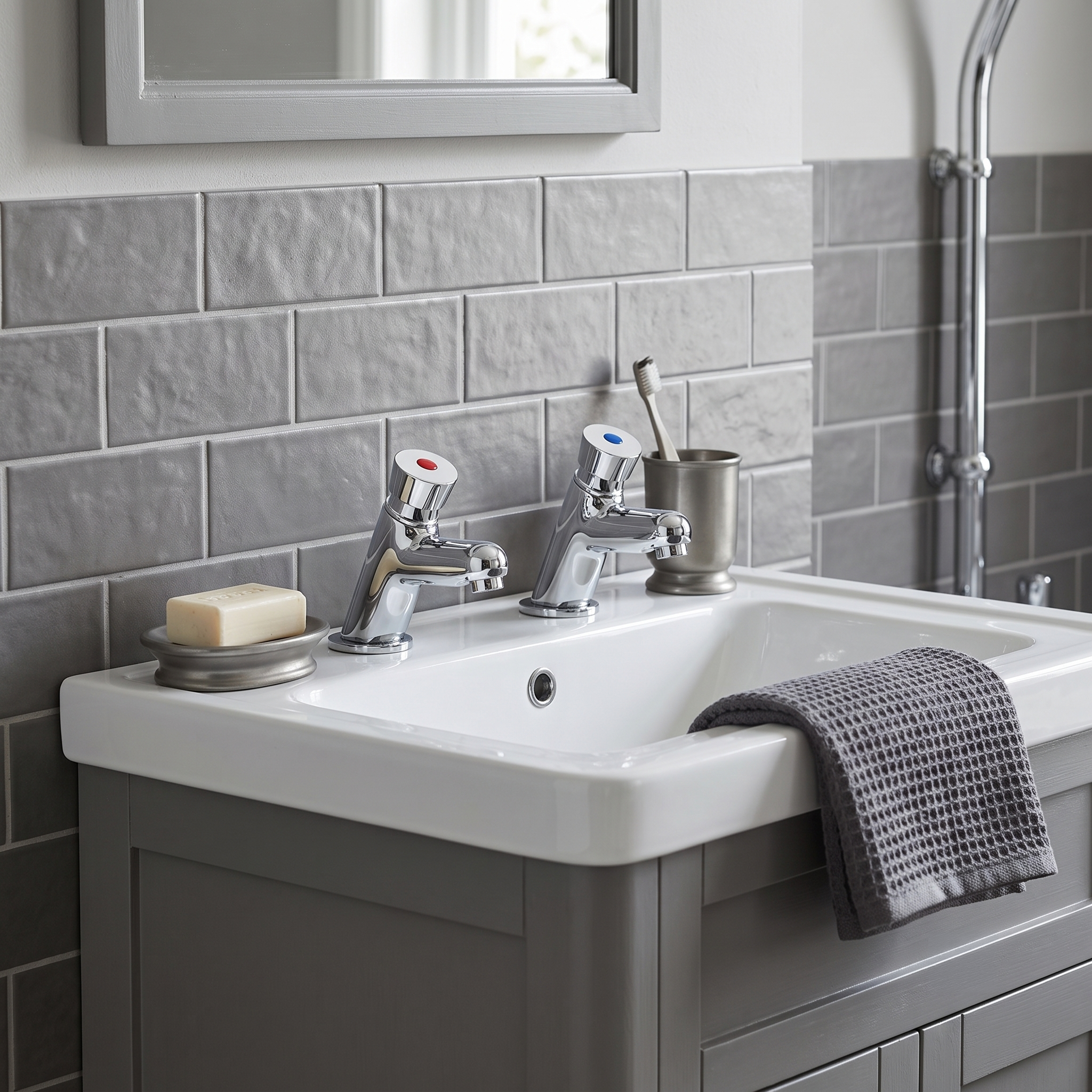 Foundry Self Closing Non-Concussive Basin Mixer Taps - Chrome
