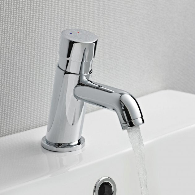 Foundry Self Closing Non-Concussive Mono Basin Mixer Tap - Chrome