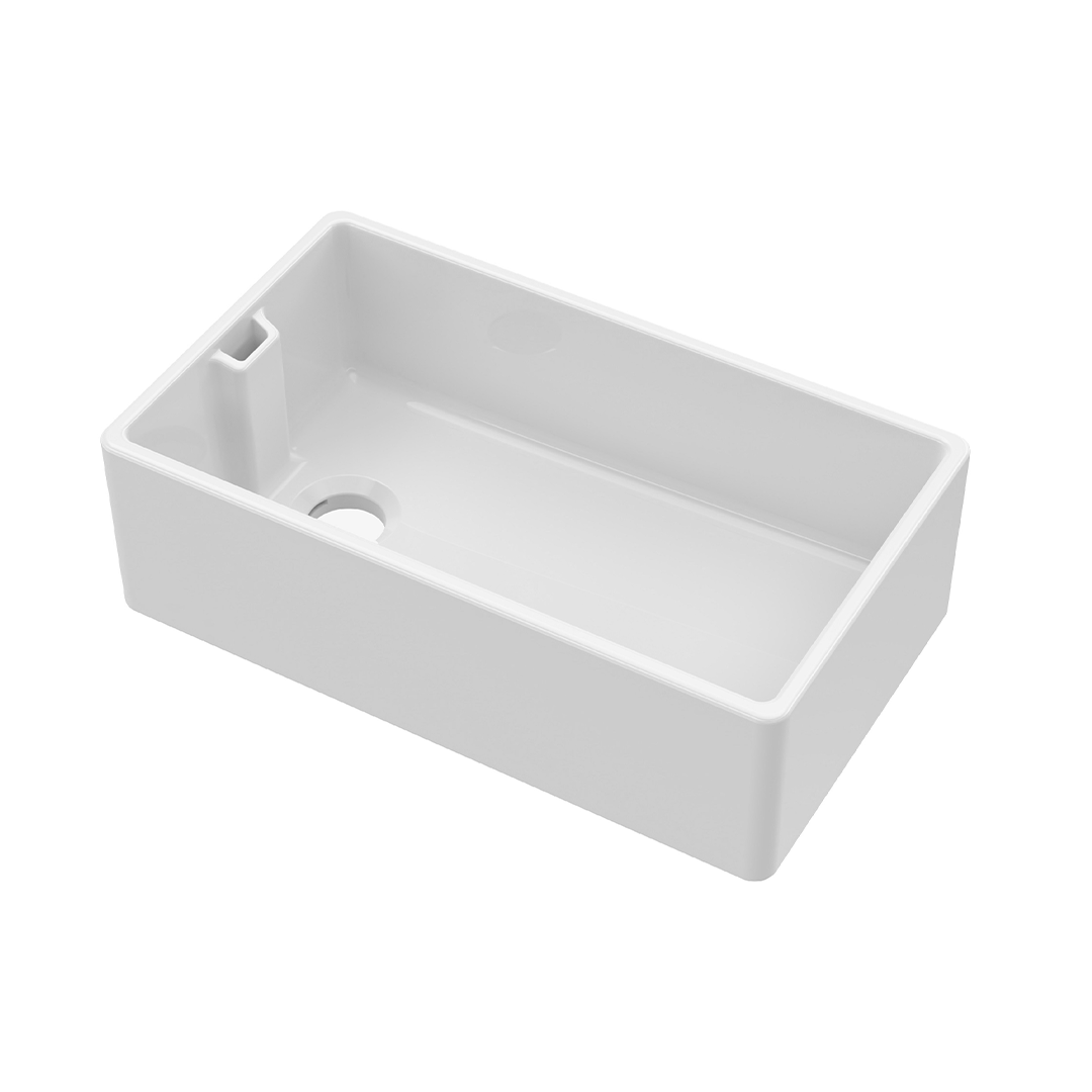 Nuie Belfast Sink, Large White Fireclay Kitchen Sink with Classic Design and Generous Bowl Capacity, 795 x 460 x 245mm