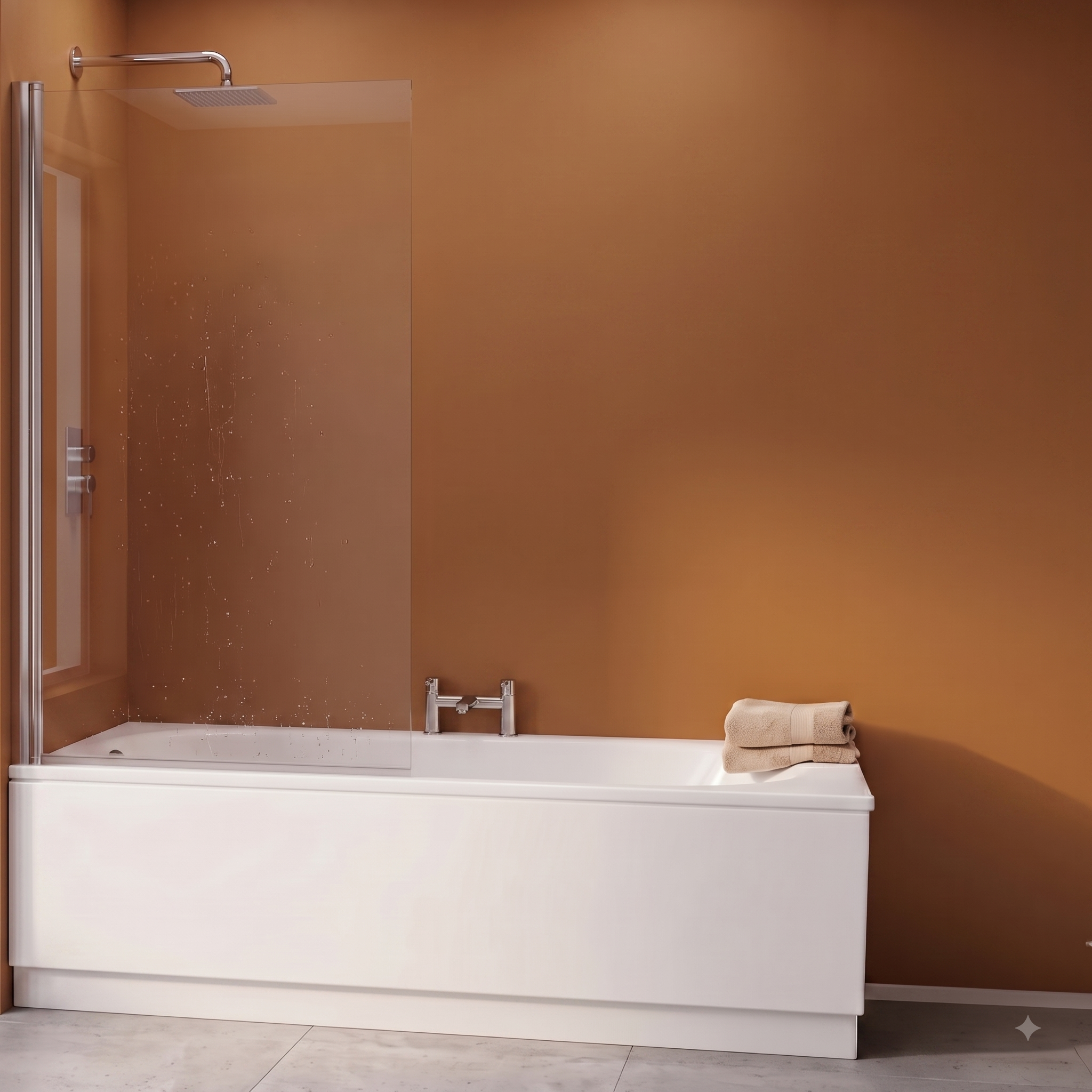 Velora 6mm Glass Square Edge Pivot Bath Screen - 1400mm x 800mm