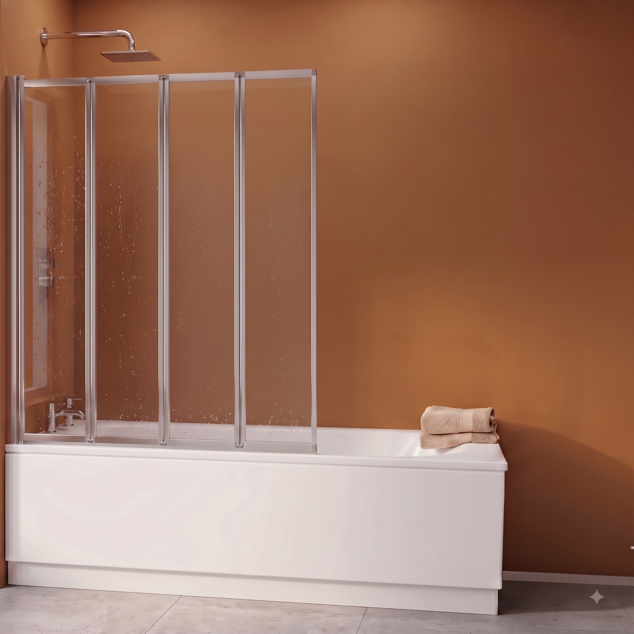 Sail Concertina 4mm Glass 4-Fold Bath Screen - 1400mm x 800mm - Chrome