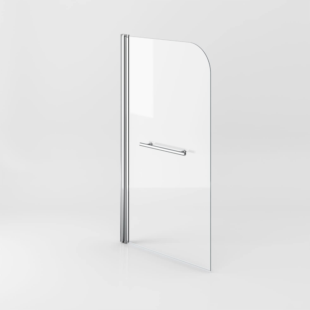 VeeBath 1400 x 800mm Curved Hinged Bath Shower Screen with 6mm Safety Glass - Chrome