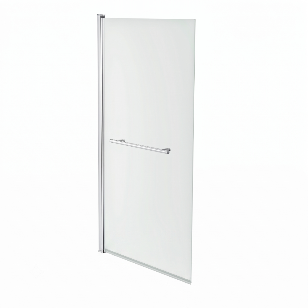 Square Edge Pivot Bath Screen with Towel Rail - 6mm Glass - 1400mm x 800mm - Chrome