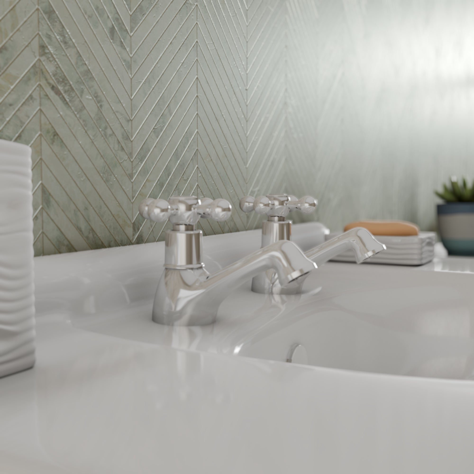 Edwardian Basin Pillar Taps - Chrome