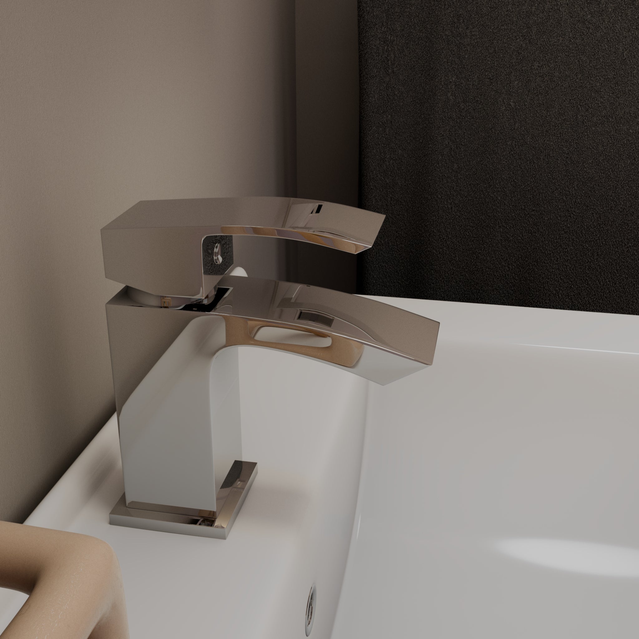 Tidal Basin Mixer Tap with Push Button Waste