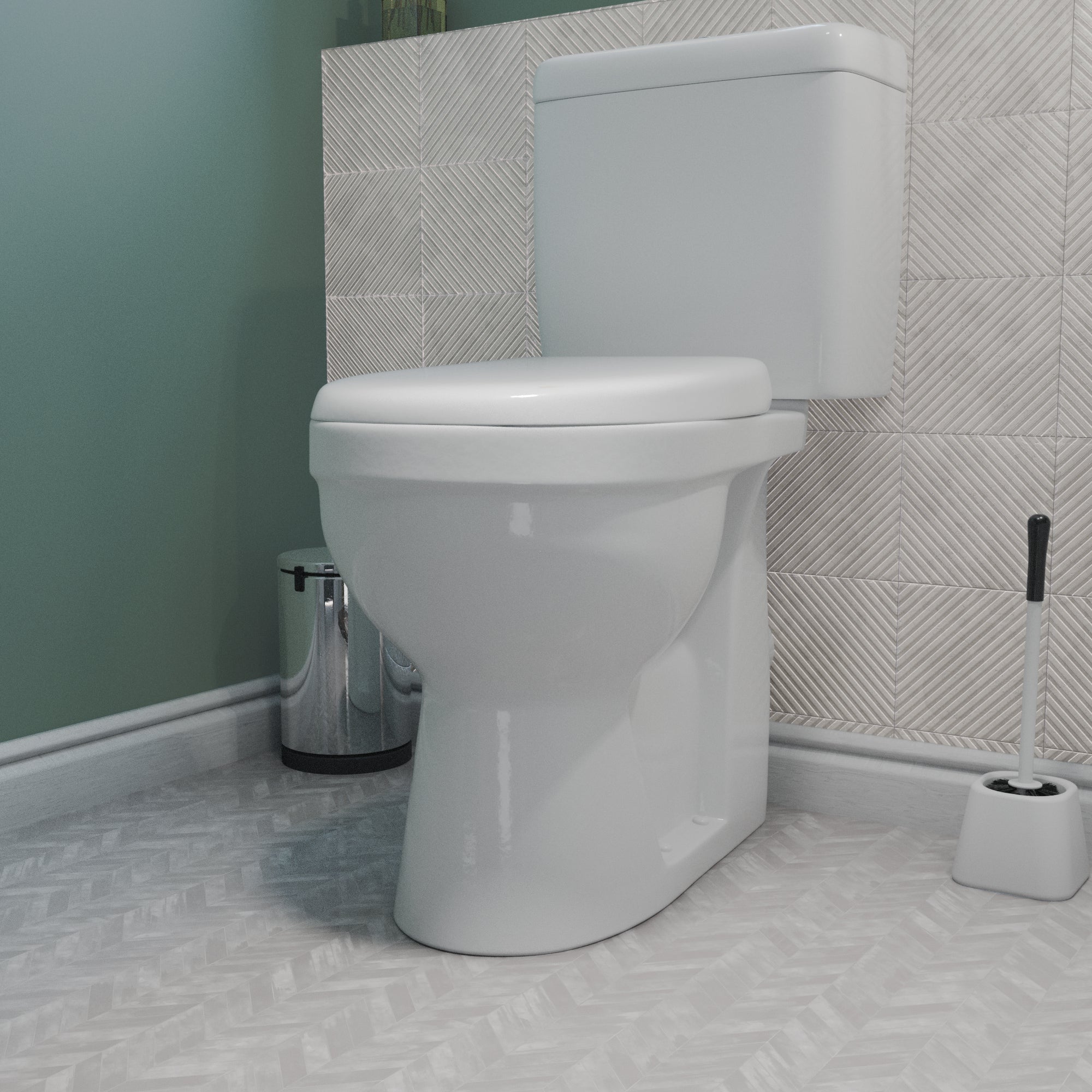Home4Less Verona Rimless Comfort Height Close Coupled Toilet Set - White