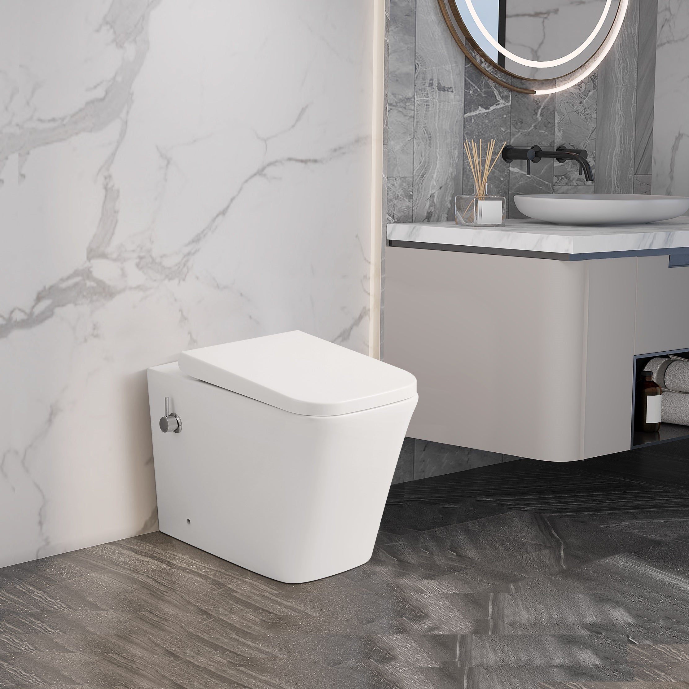 Purity Rimless Built-in Bidet Back to wall Toilet With Soft Close Seat - White