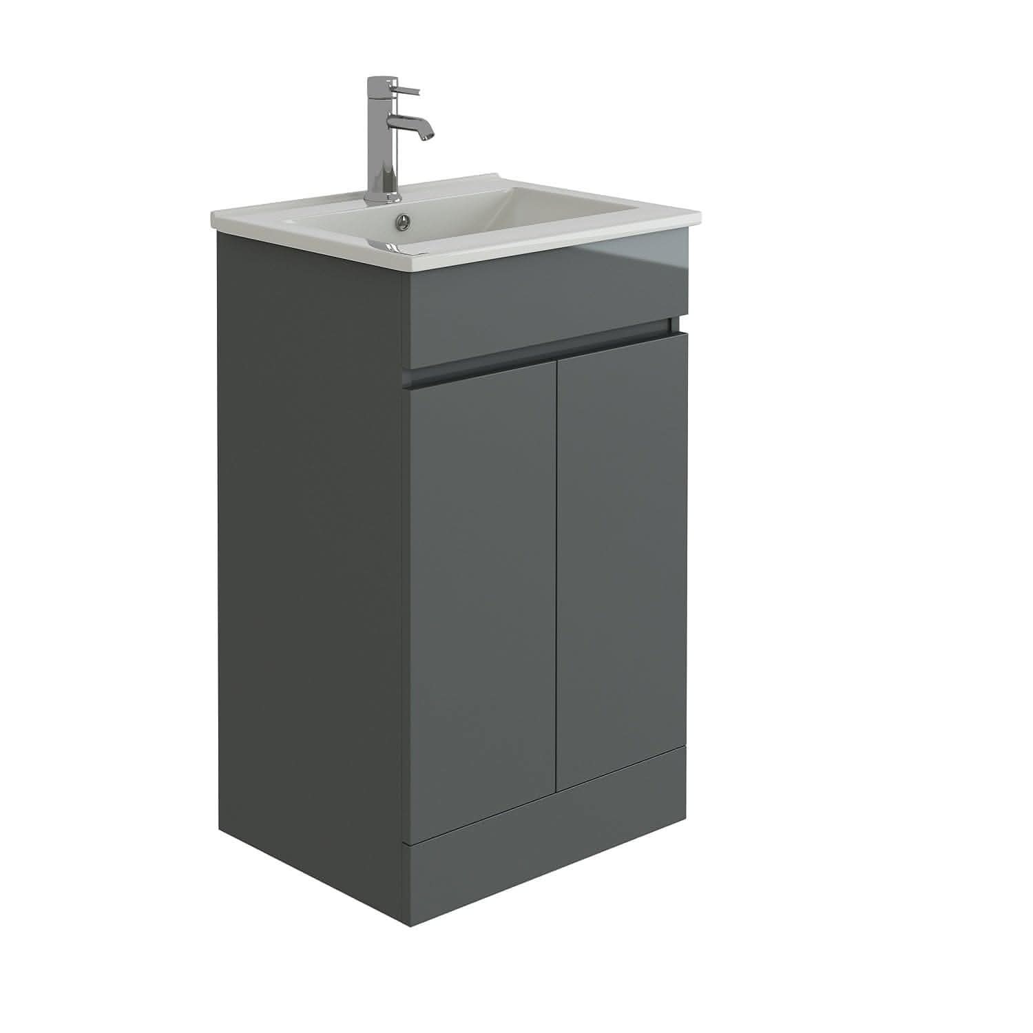Modern 2 Door Floor Standing Vanity Unit With Basin - 1 TH