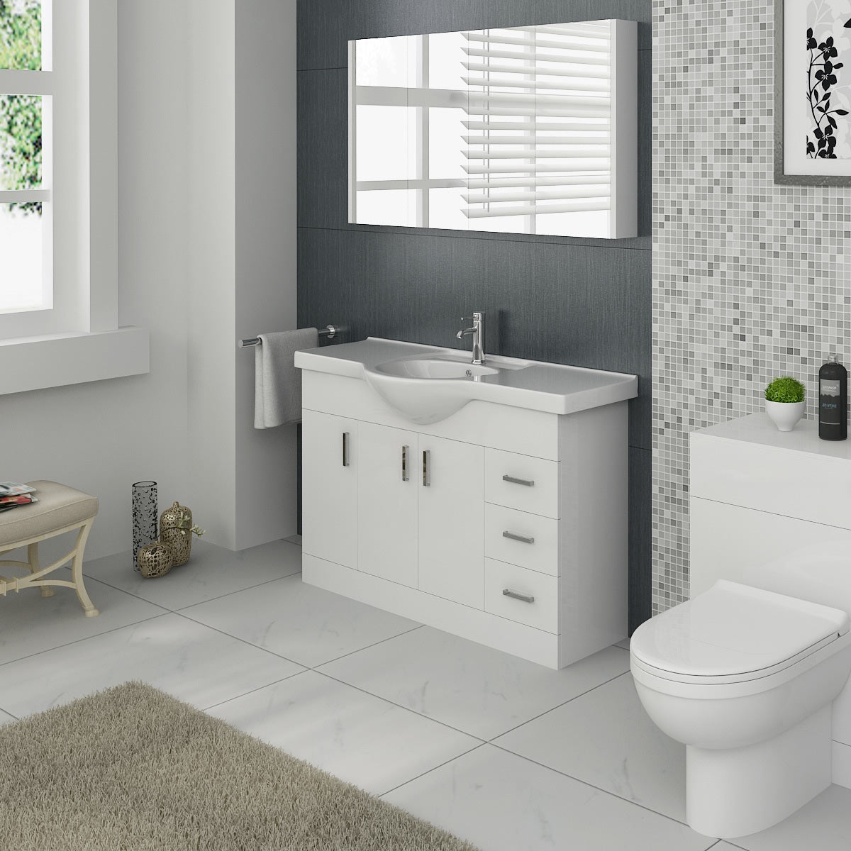 Linx Floorstanding Vanity Unit with Basin - Gloss White