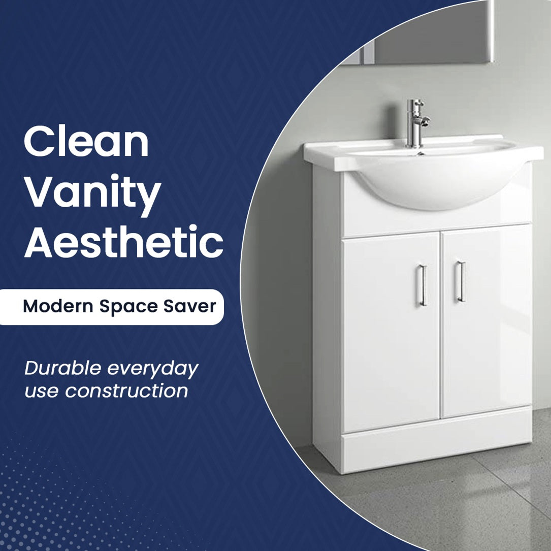Linx Floorstanding Vanity Unit with Basin - Gloss White