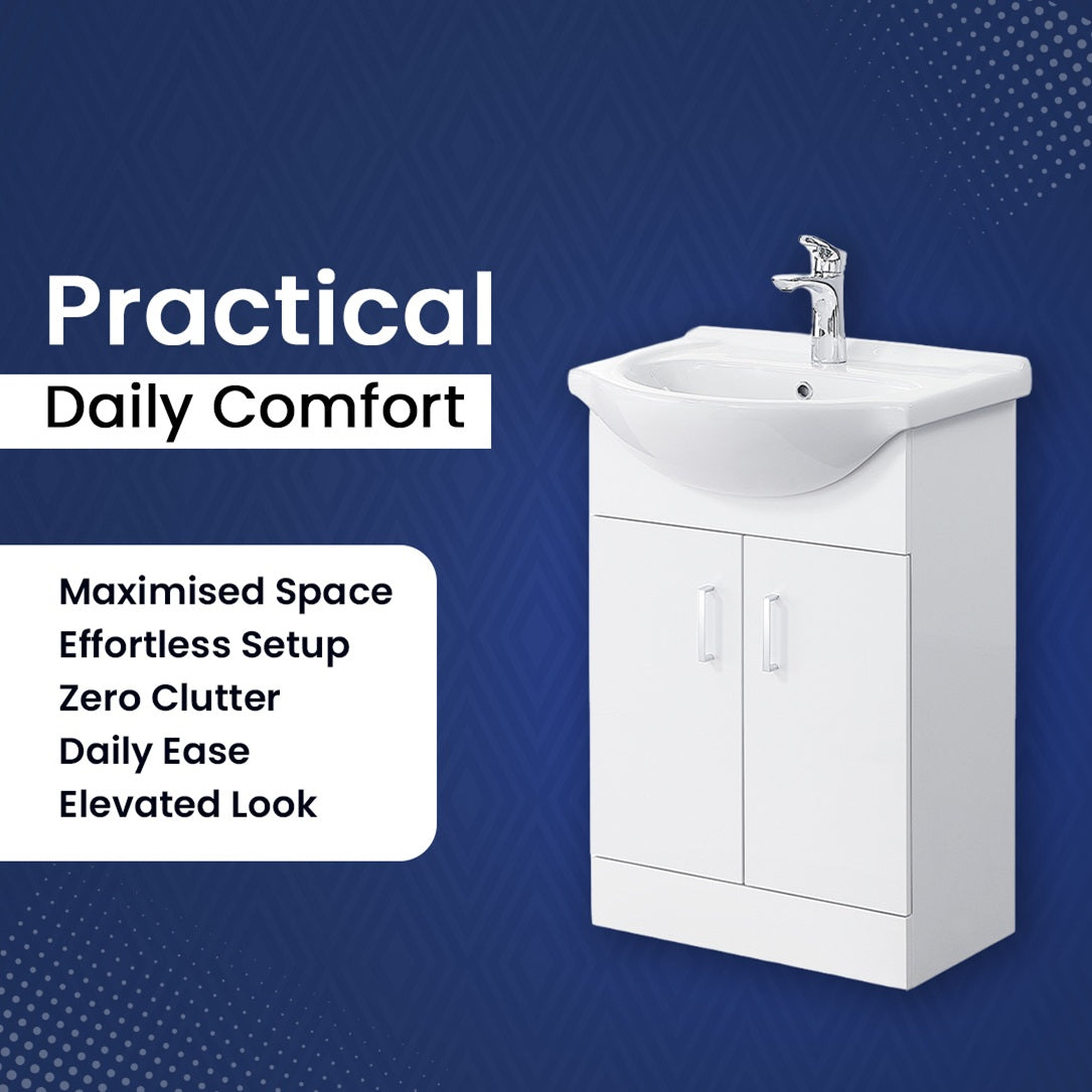 Linx Floorstanding Vanity Unit with Basin - Gloss White