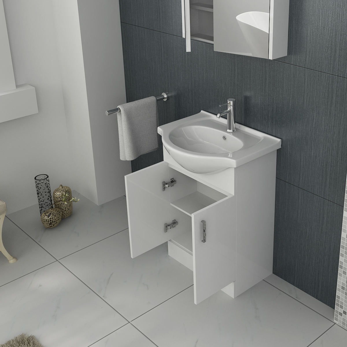 Linx Floorstanding Vanity Unit with Basin - Gloss White