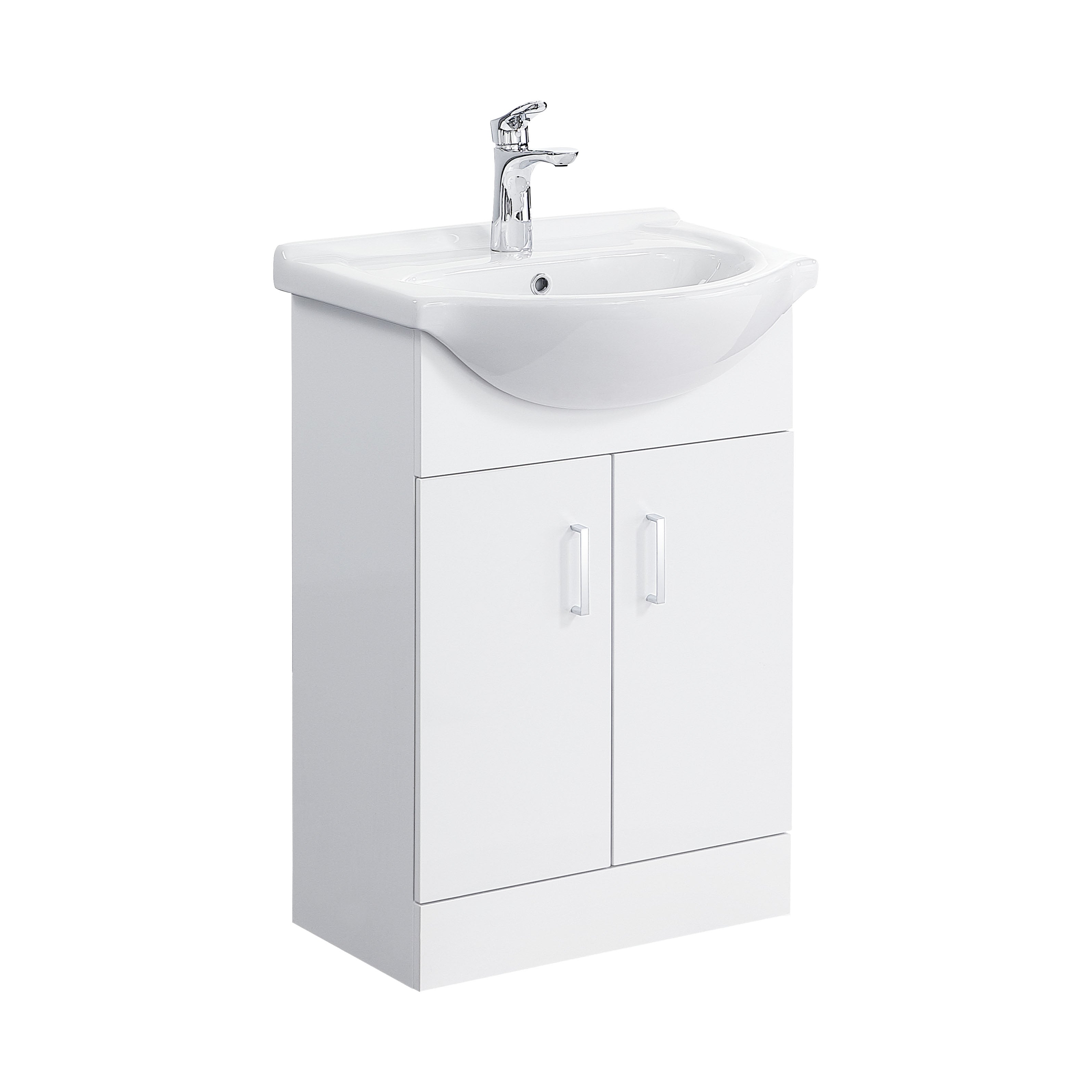 Quartz MDF Gloss White Vanity Unit with Basin
