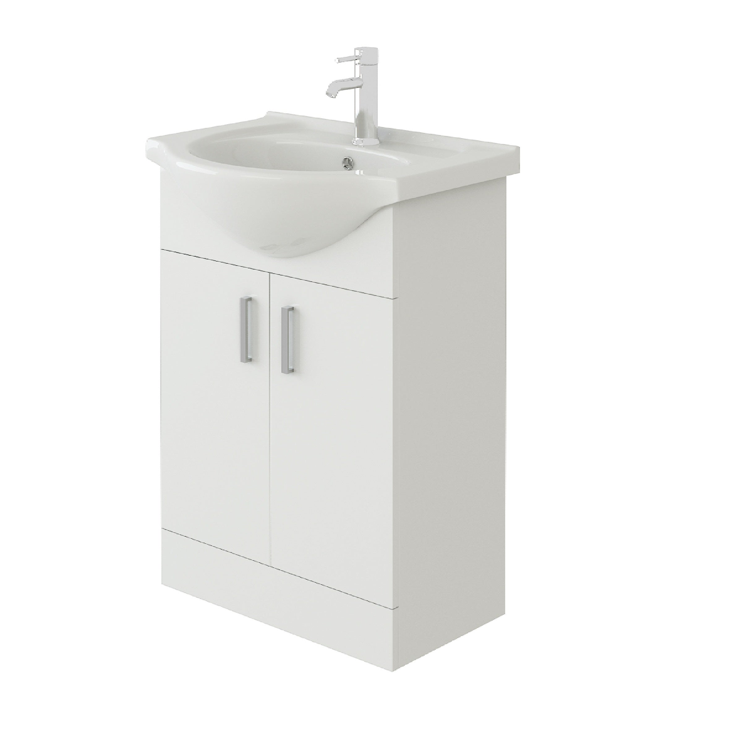 Linx Floorstanding Vanity Unit With Basin - 1 Tap Hole - Gloss White