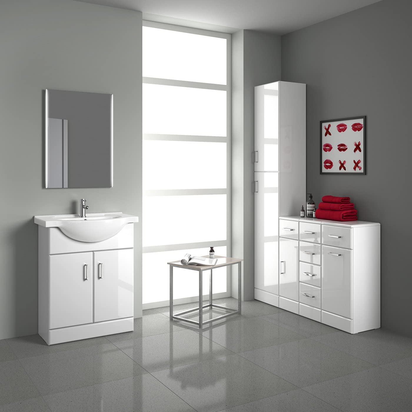 Linx Floorstanding Vanity Unit with Basin - Gloss White