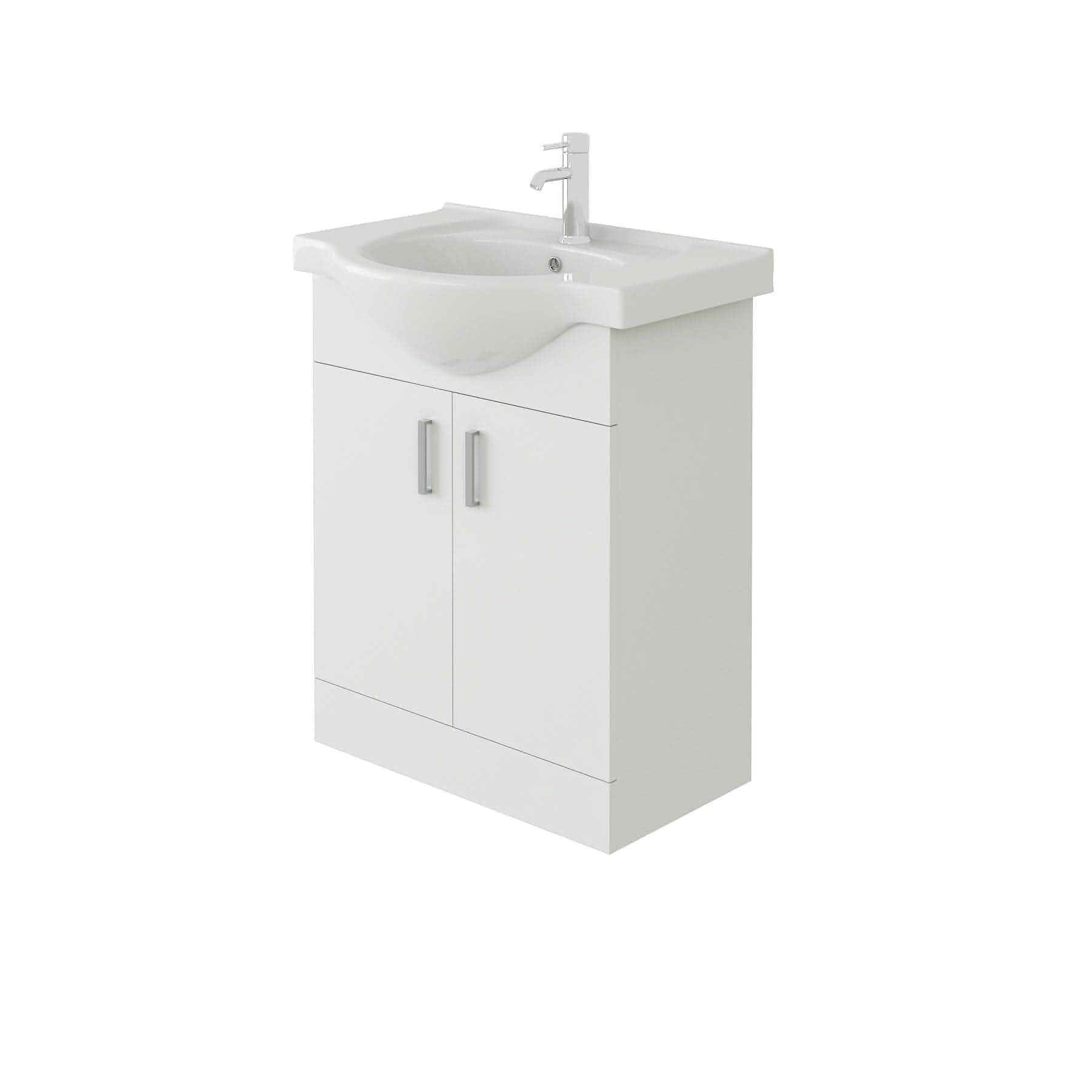 Linx Floorstanding Vanity Unit With Basin - 1 Tap Hole - Gloss White