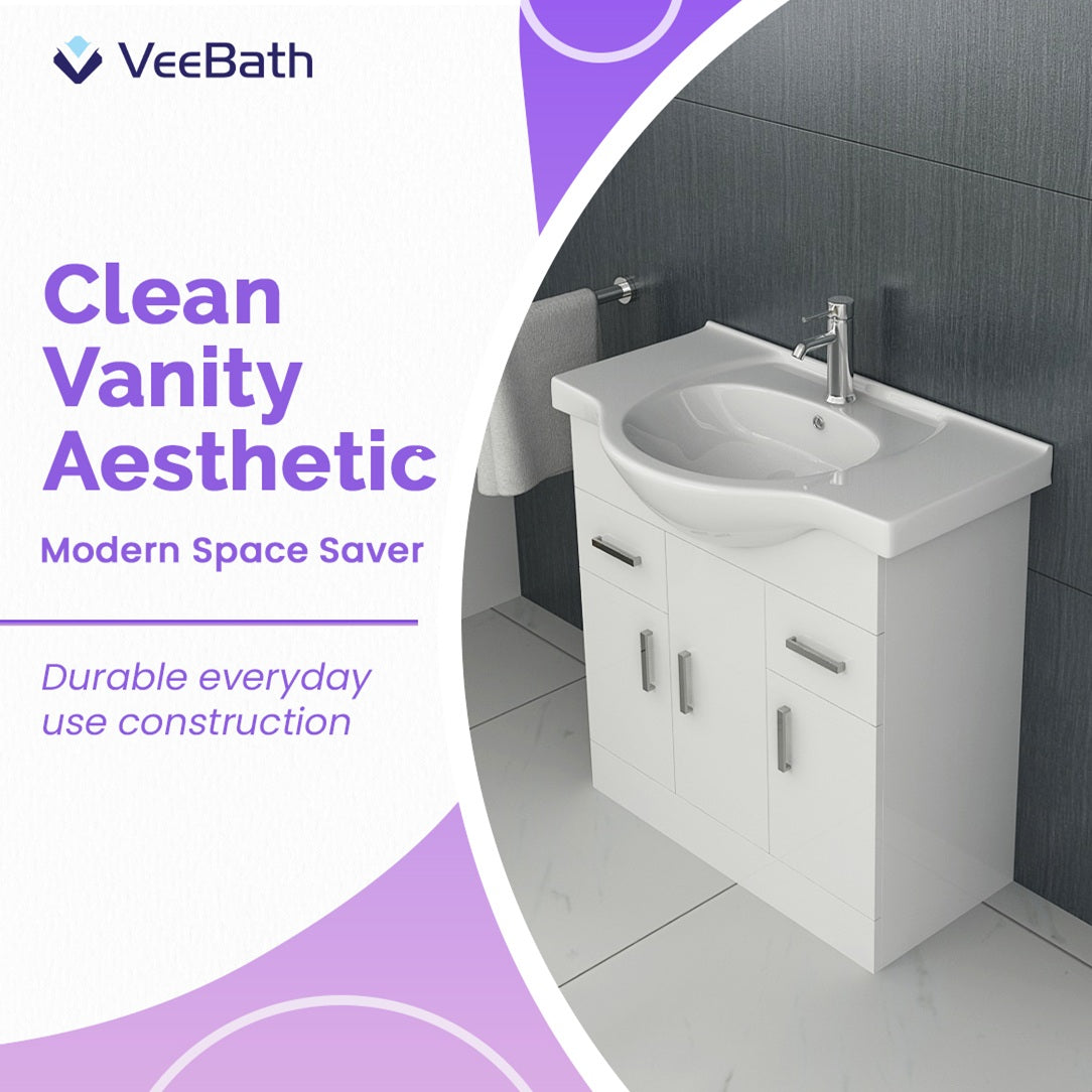 Linx Floorstanding Vanity Unit with Basin - Gloss White