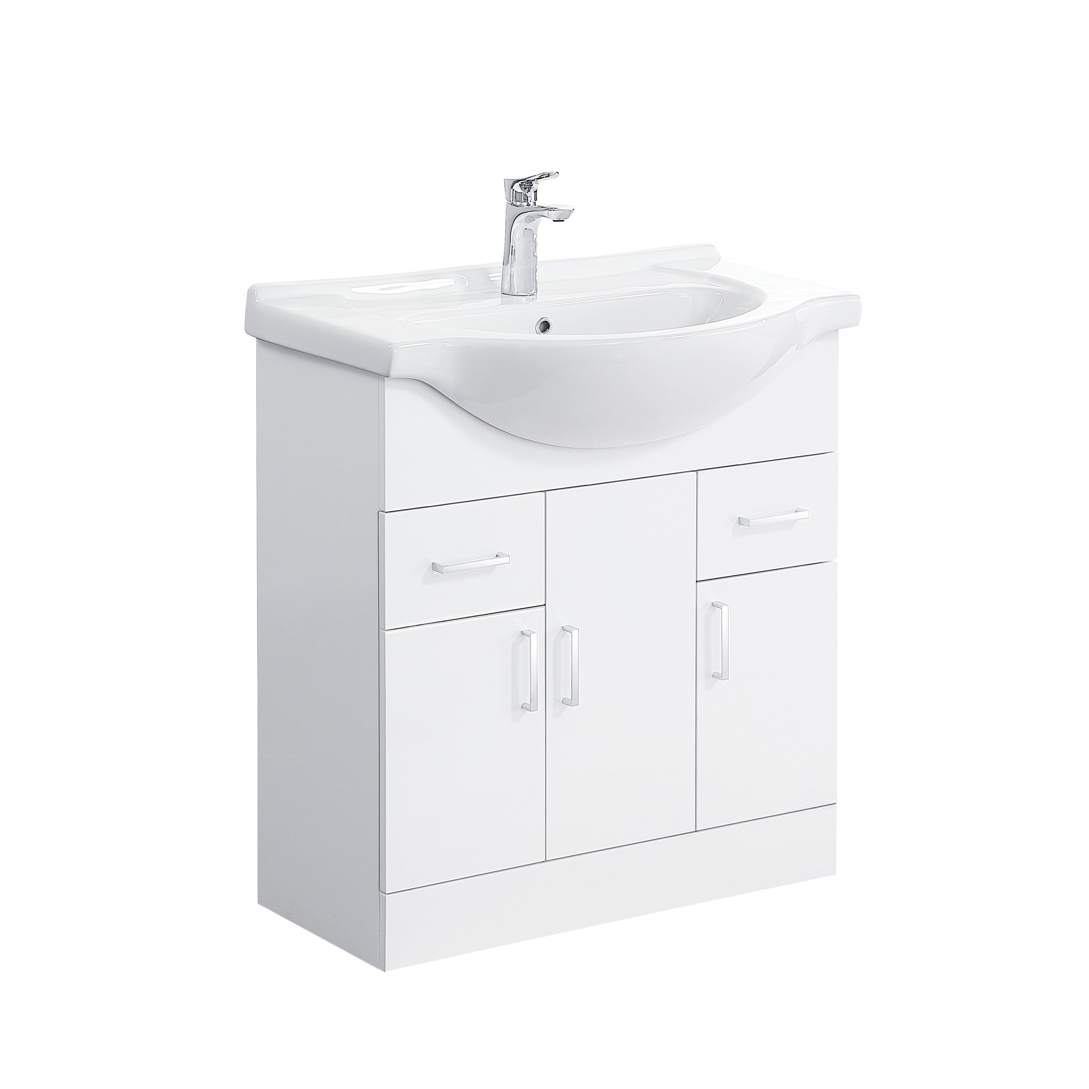 Linx Floorstanding Vanity Unit with Basin - Gloss White