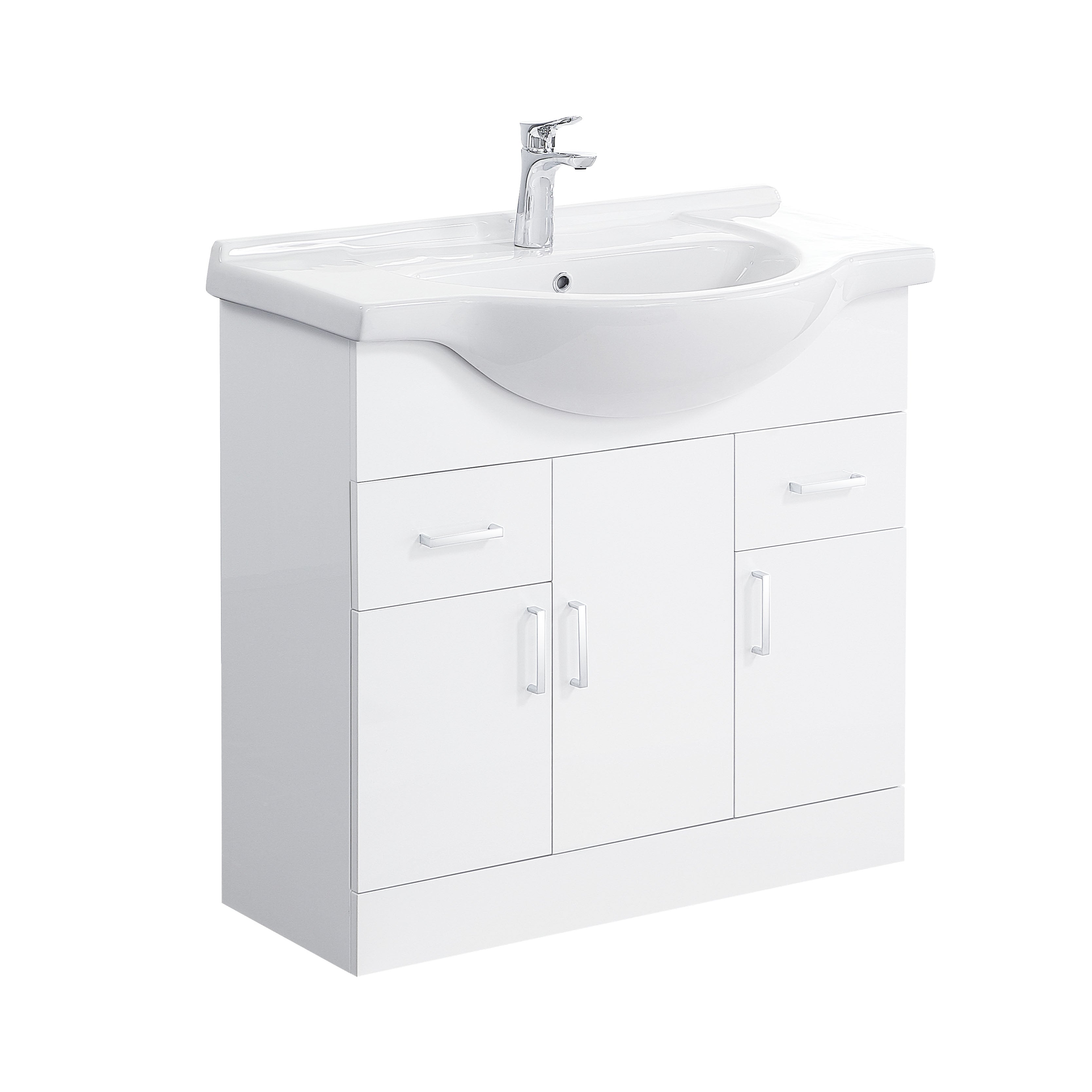 Linx Floorstanding Vanity Unit with Basin - Gloss White