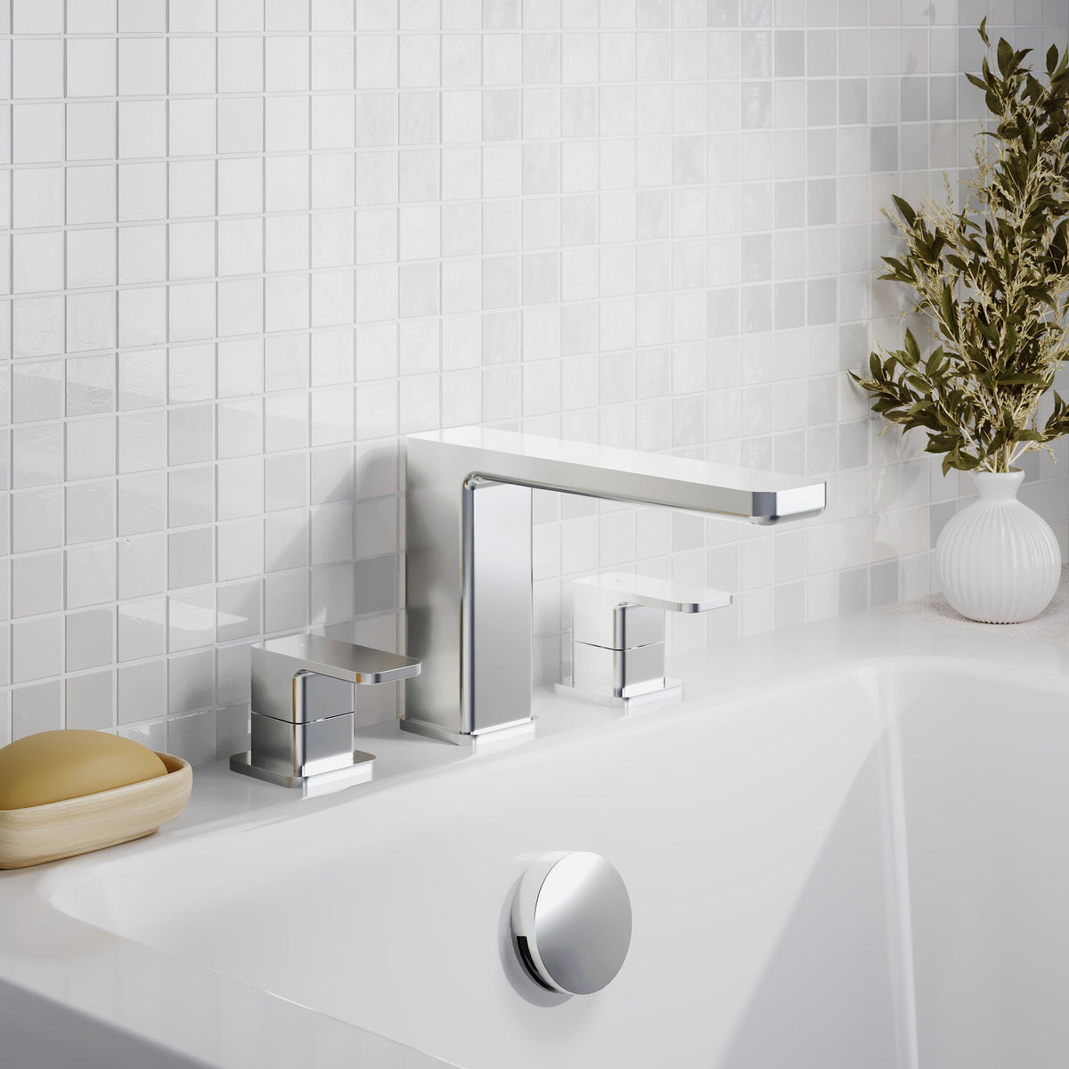 Sterling 3 Hole Deck Mounted Bath Filler Tap - Chrome