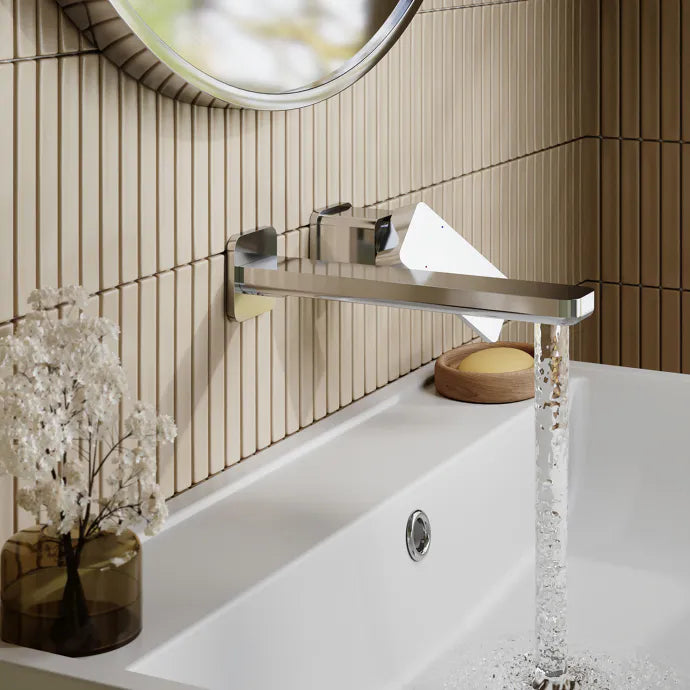 Sterling 2 Hole Wall Mounted Basin Mixer Tap Without Plate - Chrome