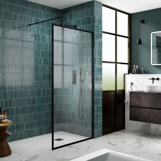 Cubis 8mm Glass Full Outer Framed Wetroom Panel With Support Bar