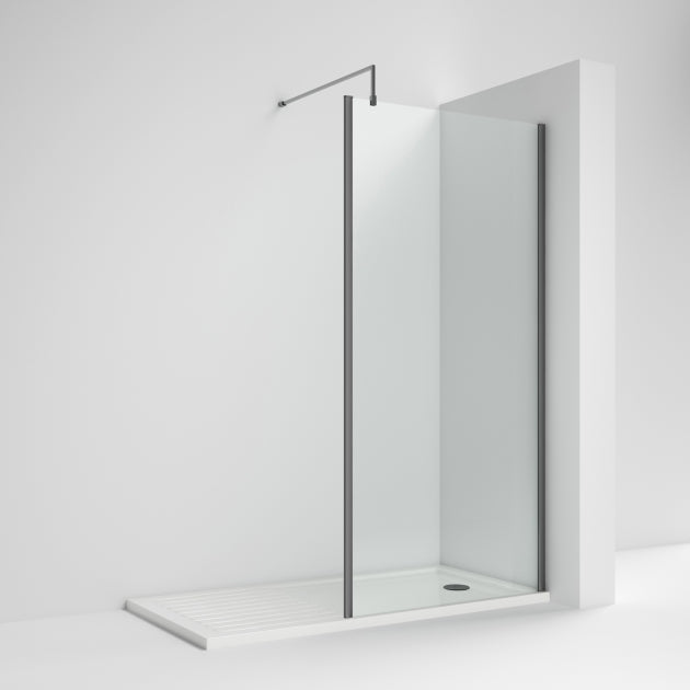 Linear 8mm Glass Outer Framed Wetroom Panel With Support Bar