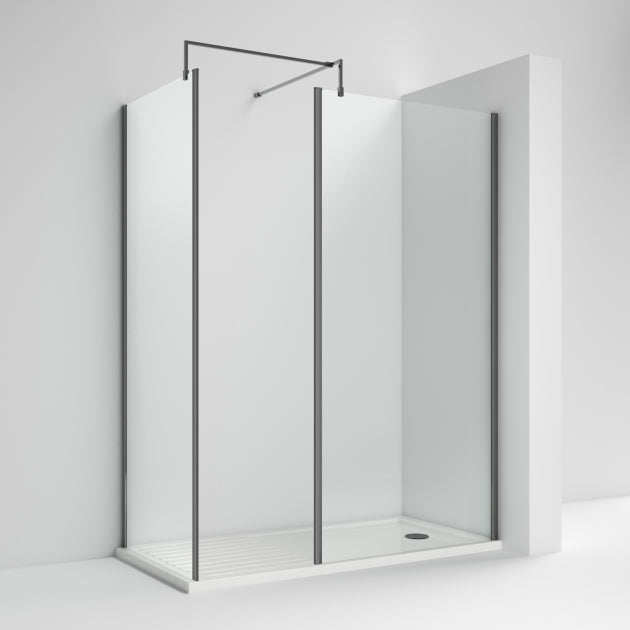 Linear 8mm Glass Outer Framed Wetroom Panel With Support Bar