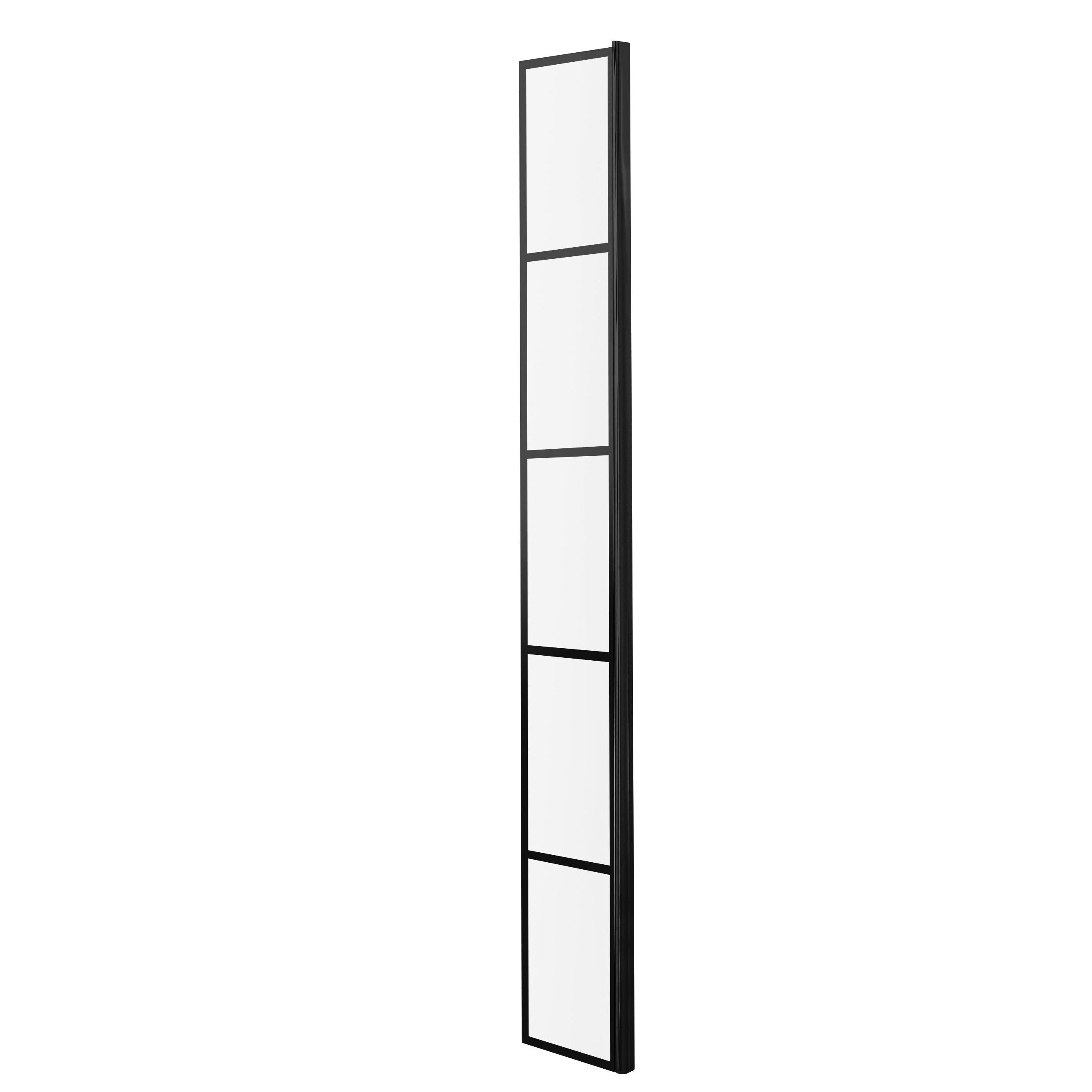Aspect 8mm Glass Wetroom Return Panel - Matt Black