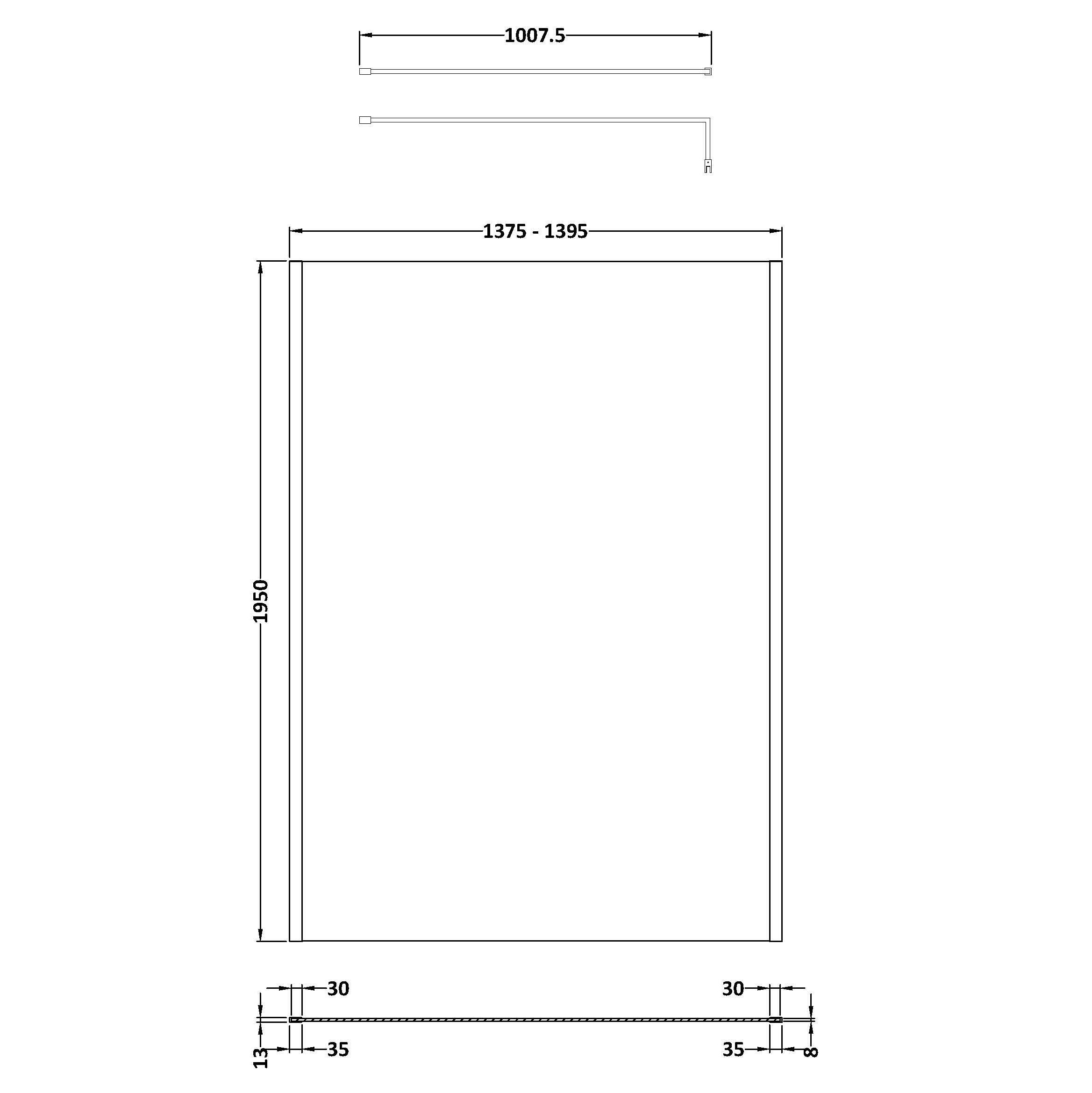 Elysian 8mm Glass Wetroom Panel With Support Bar
