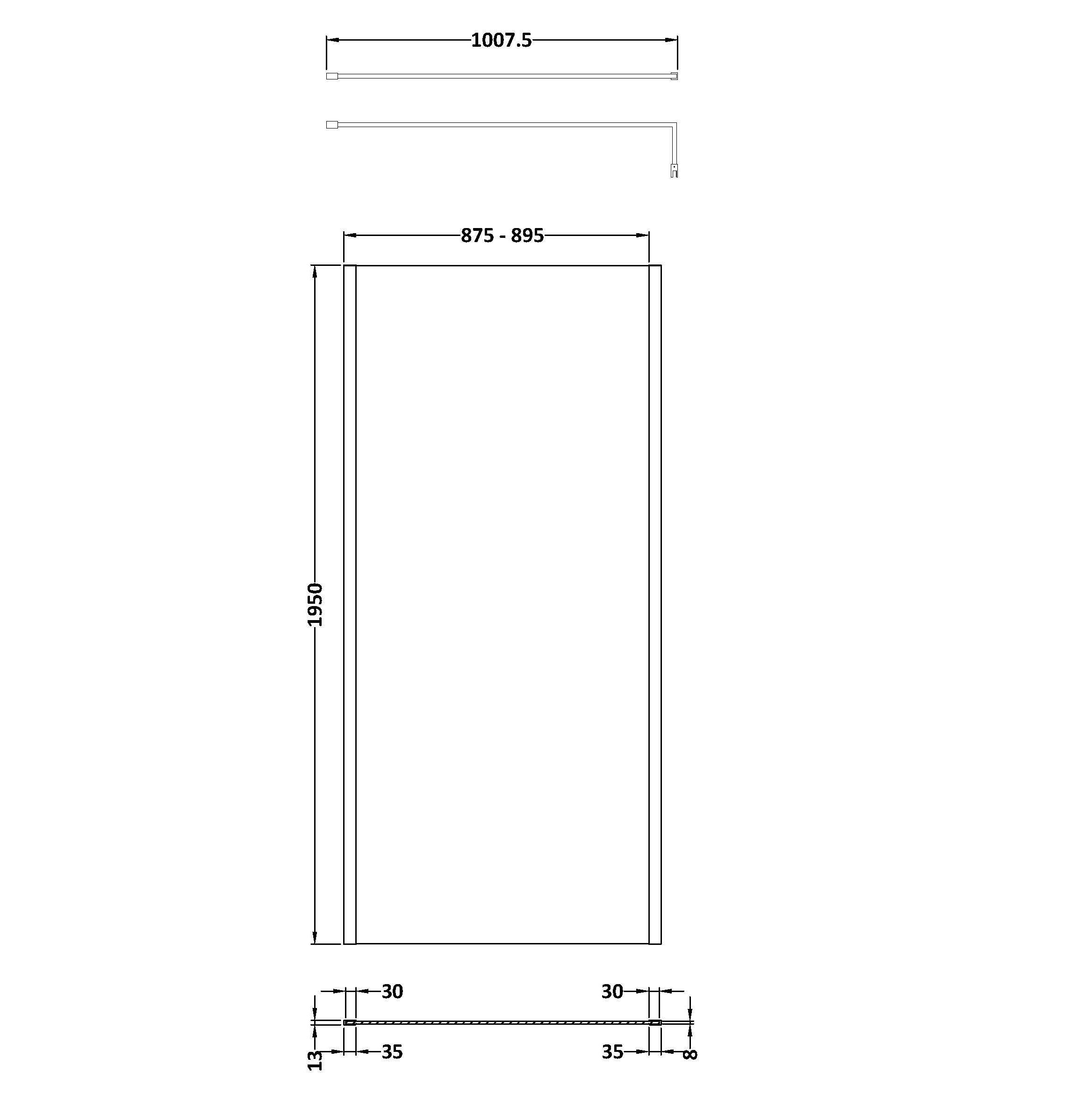 Elysian 8mm Glass Wetroom Panel With Support Bar