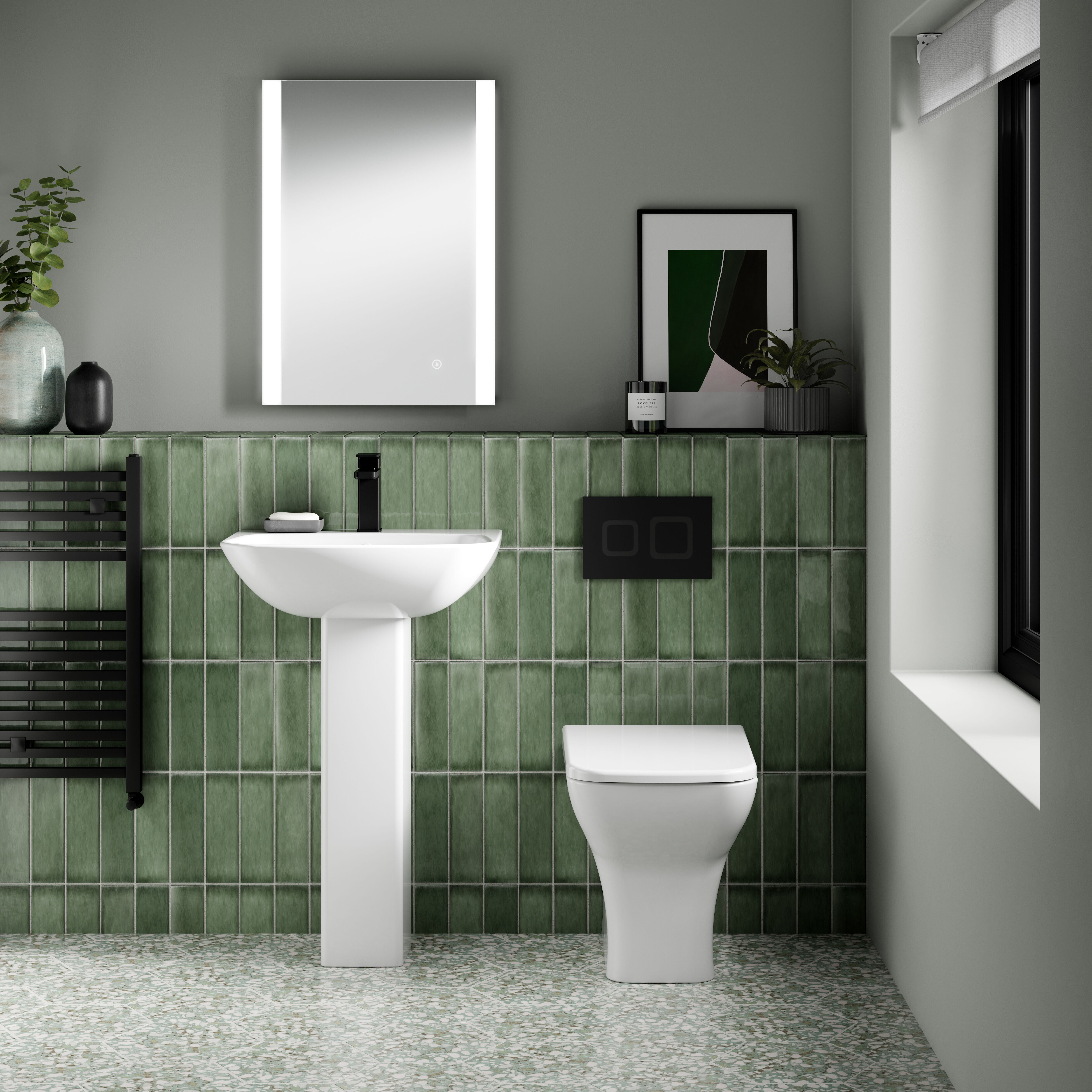 Nio Wall Hung Toilet Frame with Dual Flush Concealed Cistern and Flush Plate
