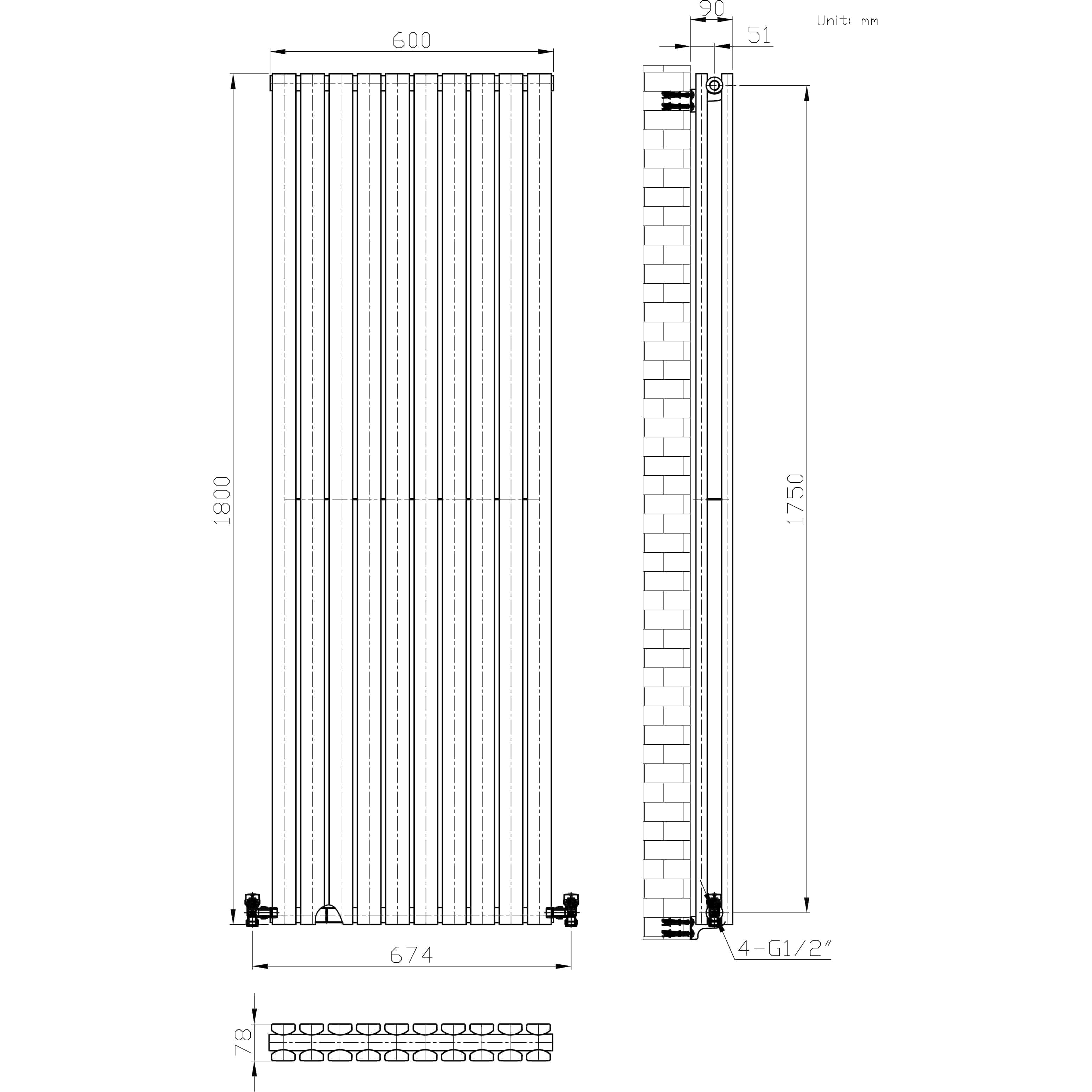 Regalia Vertical Double Flat Panel Radiator
