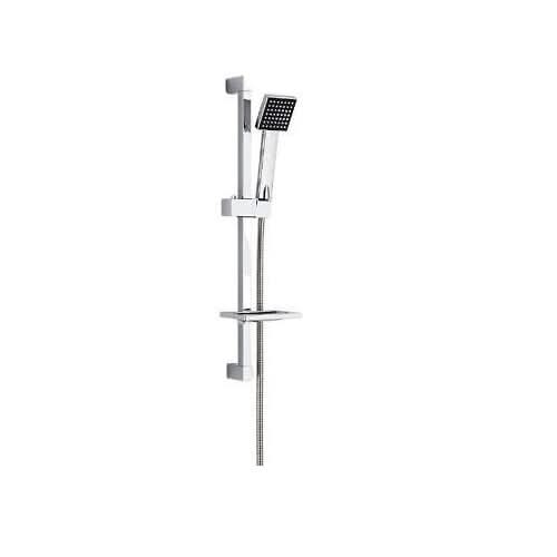 VeeBath Thermostatic Shower Riser Rail Kit with Exposed Mixer & Soap Dish - Chrome