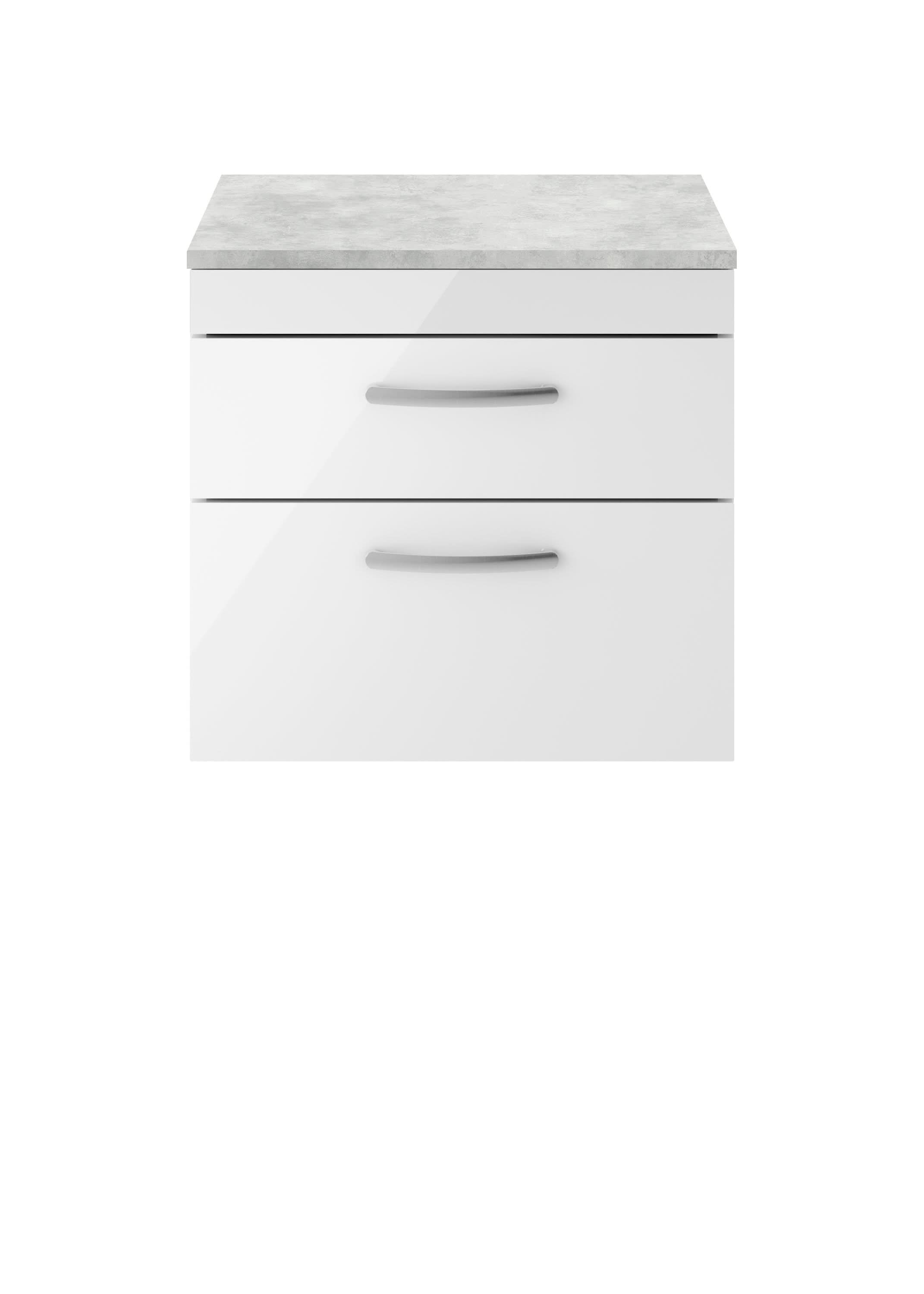 Nuie Athena 2 Drawer Wall Hung Vanity Unit 600mm Wide