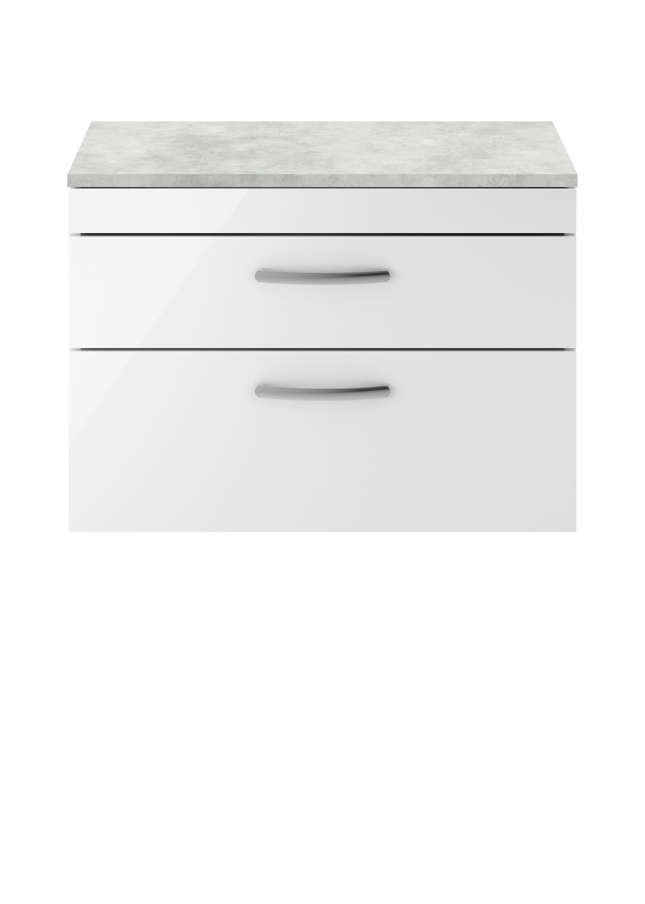 Nuie Athena 2 Drawer Wall Hung Vanity Unit 800mm Wide