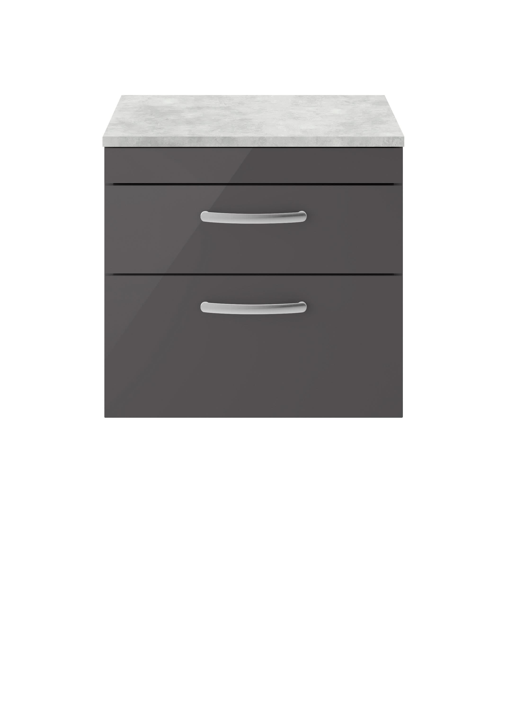 Nuie Athena 2 Drawer Wall Hung Vanity Unit 600mm Wide