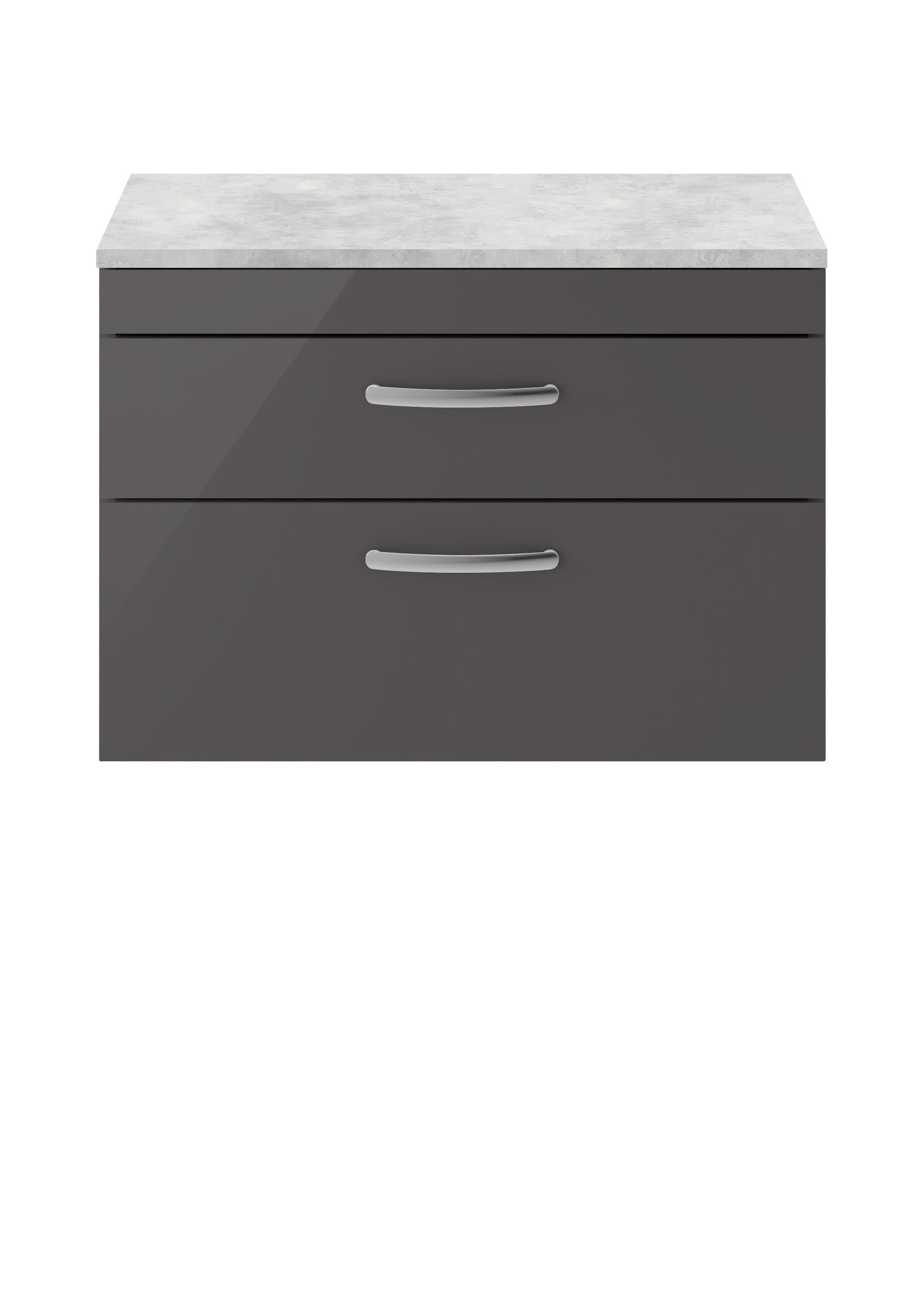 Nuie Athena 2 Drawer Wall Hung Vanity Unit 800mm Wide