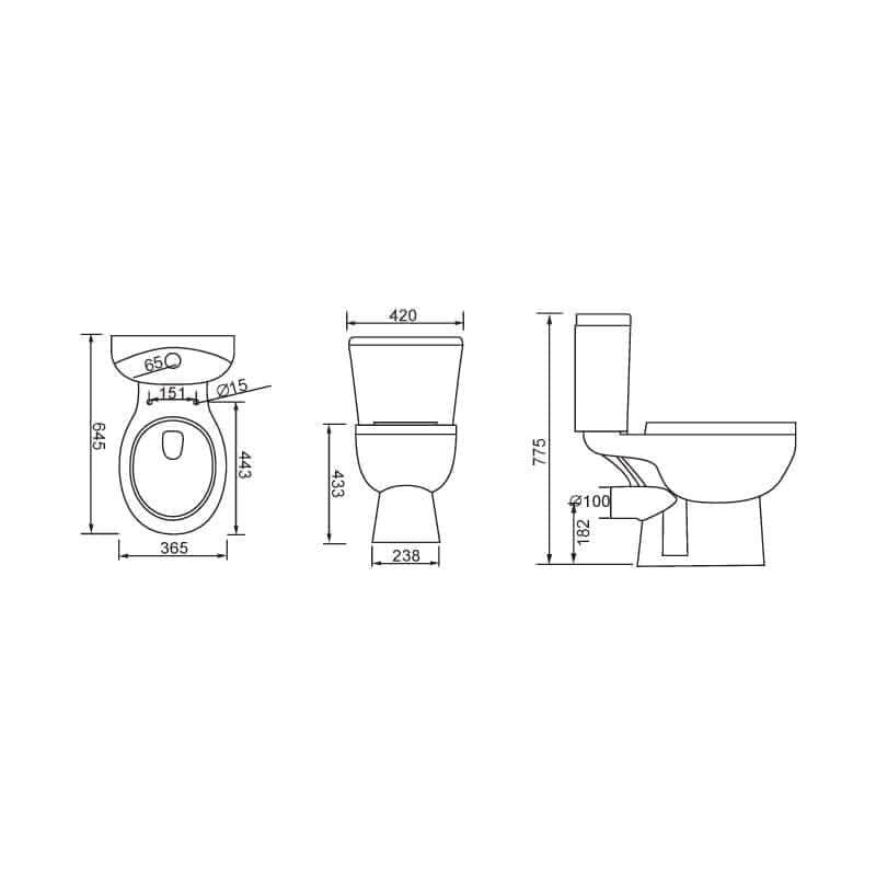 iBathUK Toilets > Close Coupled Toilets Basix Ceramic Close Coupled Toilet - White