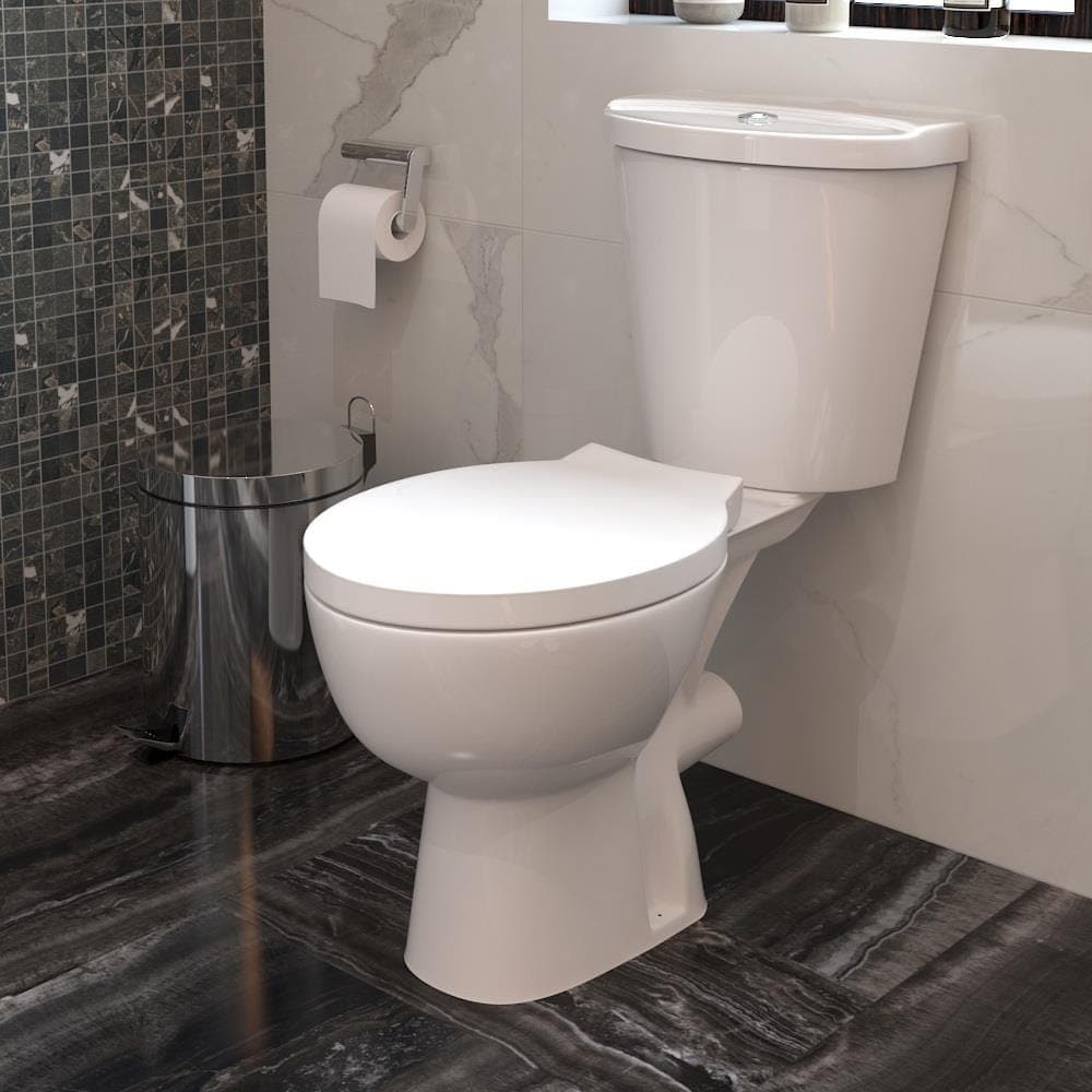 iBathUK Toilets > Close Coupled Toilets Basix Ceramic White Close Coupled Toile (420x775x645mm)