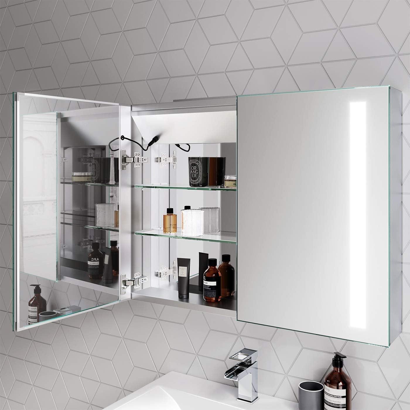 iBathUK Furniture > Mirrors Bathroom Mirror LED Mirror Cabinet Illuminated Mirror 800 x 600mm
