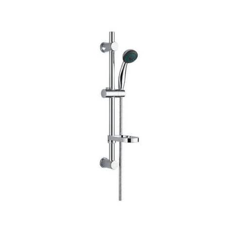 VeeBath Thermostatic Shower Riser Rail Kit with Exposed Mixer & Soap Dish - Chrome